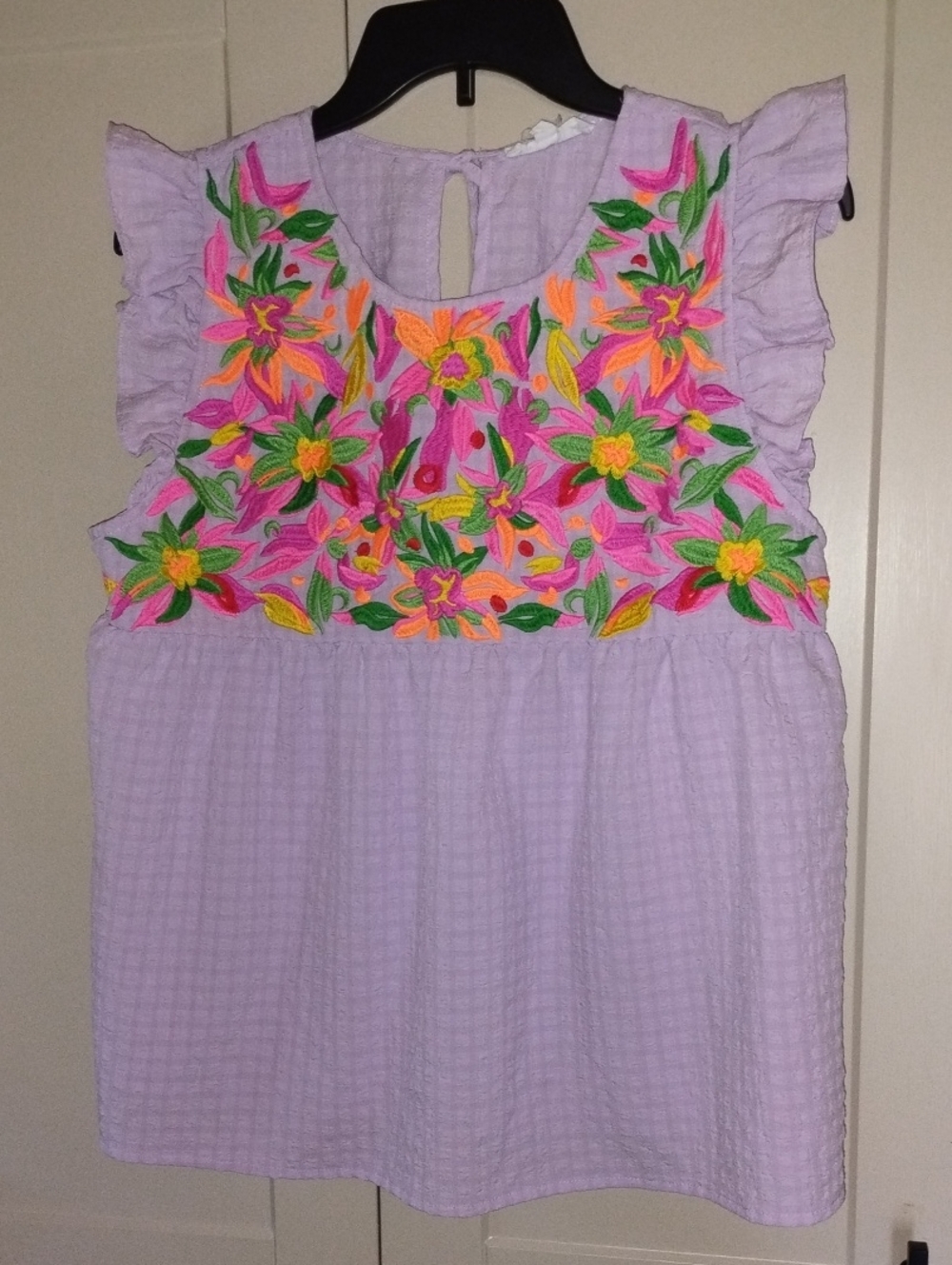 THML Soft Lilac Lace-Trim Blouse
